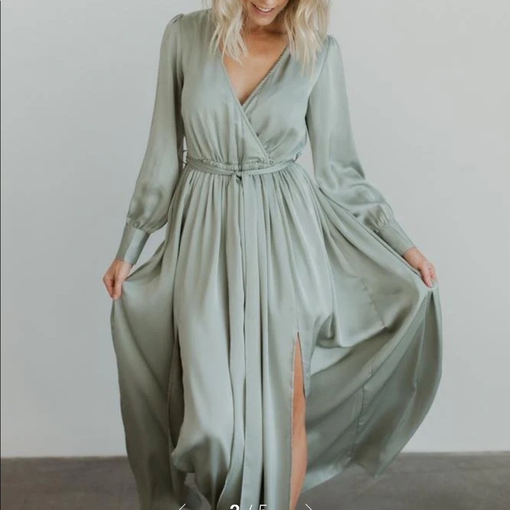 NWT M Baltic Born Sage Green Maxi Dress Long Sleeve